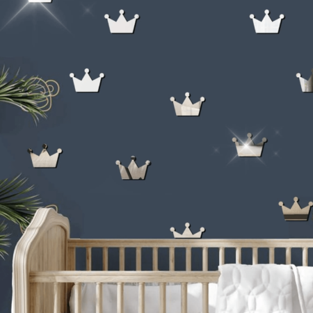 Reflective Royal Decals - 15-Piece Mirror Crown Wall Decal Set