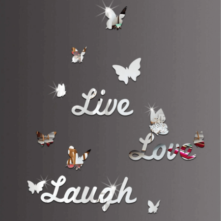 Reflective Life Trio - Live, Laugh, Love Mirror Wall Decal - 2
